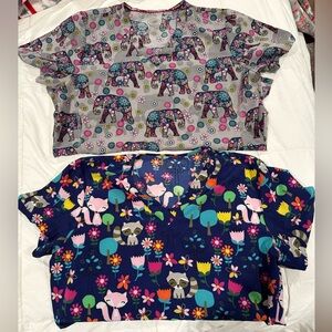 Gently Used Colorful Scrub Tops lot of 4 !